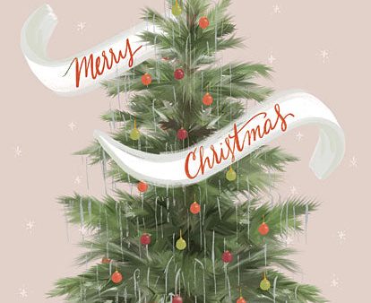 FEN819 - Merry Christmas Tinsel Tree - 12x16 For Cheap